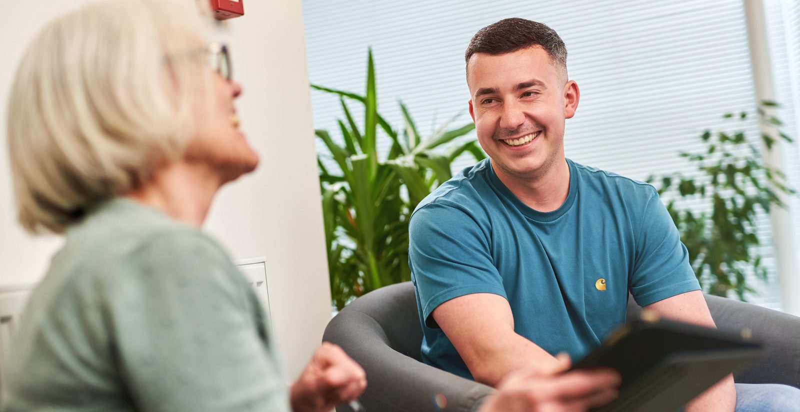 Accountant talking to client