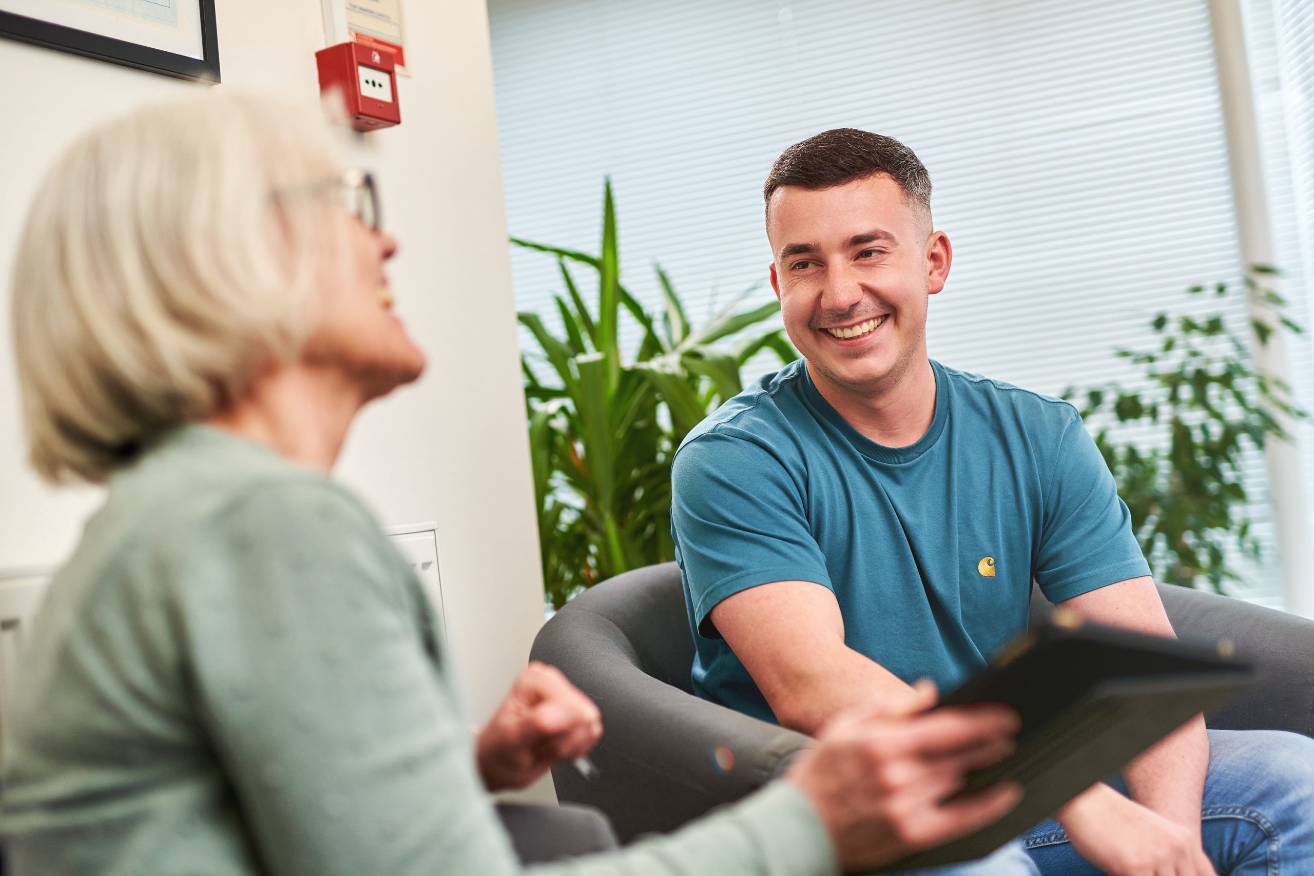 Accountant talking to client