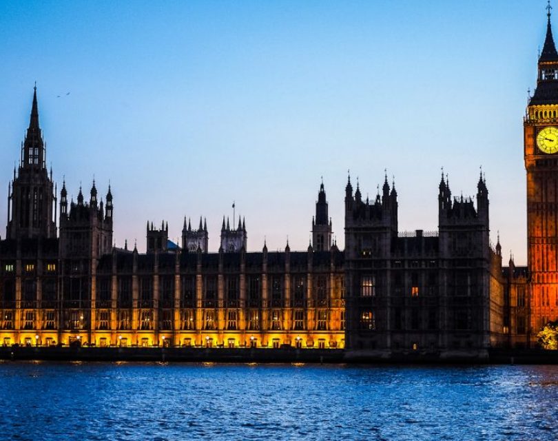 Westminster houses of parliament on an autumn evening
